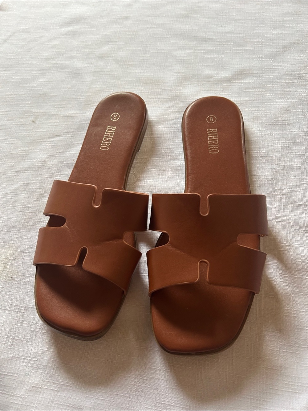 Women's Brown Slide Sandals with Cutout Straps